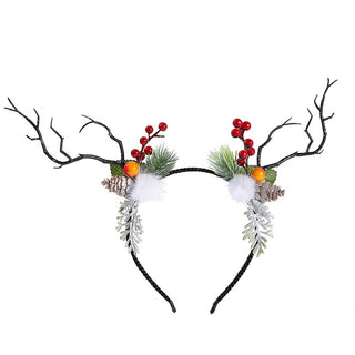 Christmas Reindeer horn with cherries headband for girls