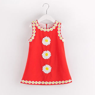 Red Flower Suzy Dress for Girls - shopfils.com