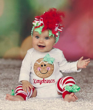 Smiley Face Christmas Onesie with Leg warmer 2pcs set for Cute little Girls - shopfils.com