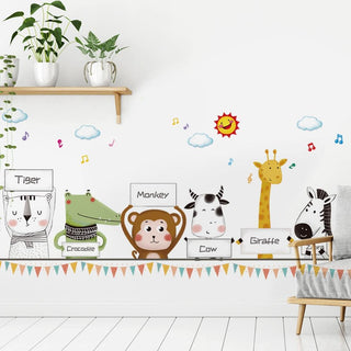 Animals with Names Wall Sticker For Kids Room