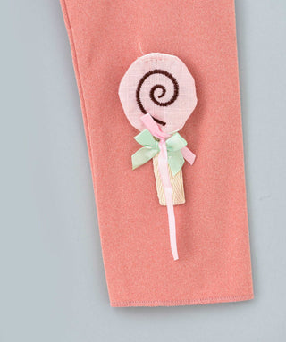 Babyqlo Full Length Popsicle Patch design Leggings - Pink
