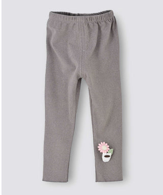 Babyqlo Full Length Flower Patch design Leggings - Grey