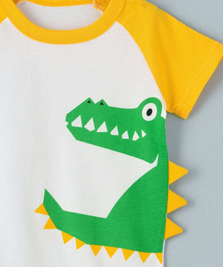 Babyqlo Crocodile Printed cotton T Shirt - Yellow