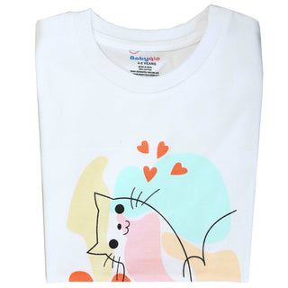 Babyqlo Colorful cute cat printed cotton top for girls