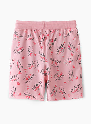 Motivational Slogan All Over Print Shorts - Pink