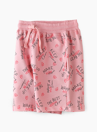 Motivational Slogan All Over Print Shorts - Pink
