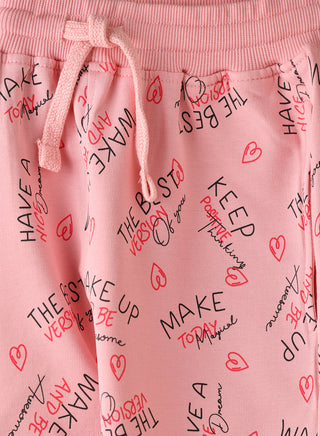 Motivational Slogan All Over Print Shorts - Pink