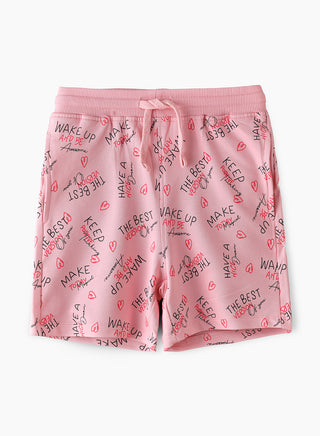 Motivational Slogan All Over Print Shorts - Pink