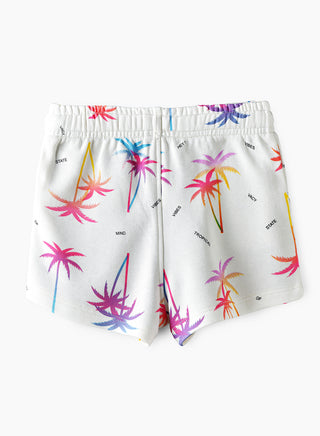 Palm Tree All Over Print With Elastic Waist & Drawstring Closure - Multicolor