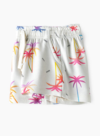 Palm Tree All Over Print With Elastic Waist & Drawstring Closure - Multicolor