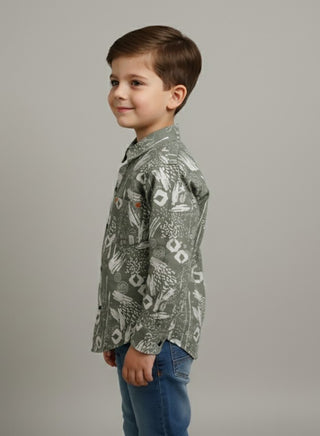Boys Printed Cotton Casual Shirt