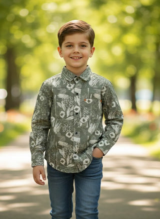 Boys Printed Cotton Casual Shirt
