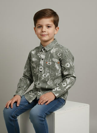 Boys Printed Cotton Casual Shirt
