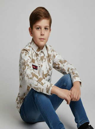 Boys Printed Cotton Casual Shirt