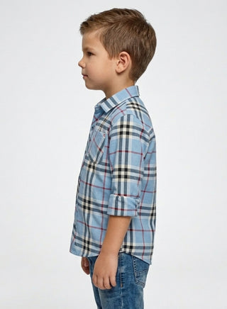 Kids Cotton Plaid Casual Shirt