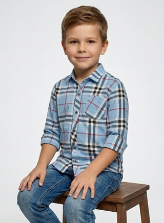 Kids Cotton Plaid Casual Shirt