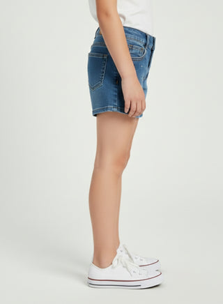 Girls Dark Wash Adjustable Waist Denim Shorts