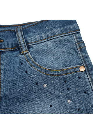 Girls Dark Wash Adjustable Waist Denim Shorts