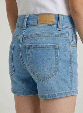 Girls Star Patch Adjustable Waist Denim Shorts