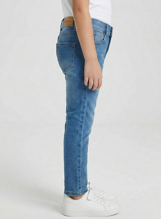 Girls Rhinestone Detail Adjustable Waist Skinny Jeans