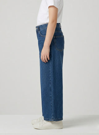 Girls Wide Leg Embellished Adjustable Waist Jeans