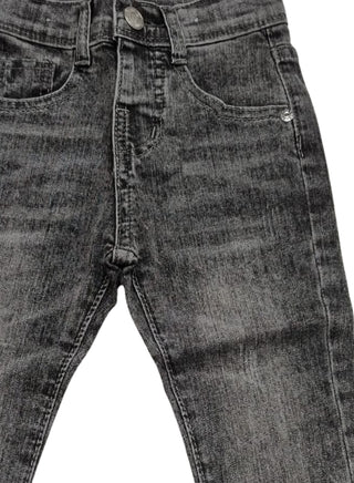 Boys Washed Black Adjustable Waist Slim Jeans