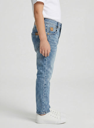 Boys Classic Blue Adjustable Waist Slim Jeans