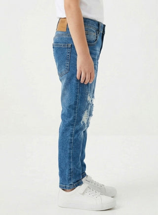 Boys Distressed Adjustable Waist Denim Jeans