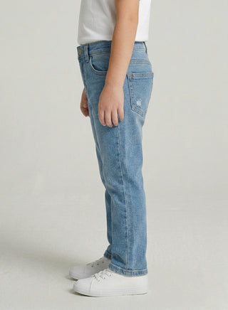 Boys Light Wash Adjustable Waist Regular Jeans