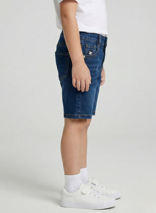 Boys Dark Wash Adjustable Waist Denim Shorts