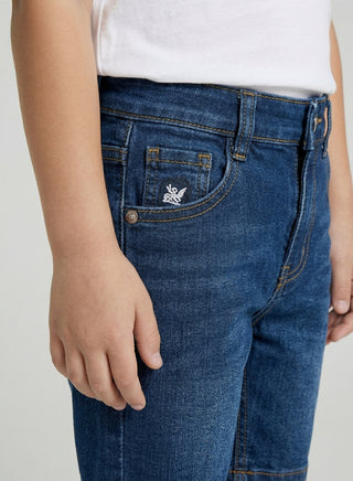 Boys Dark Wash Adjustable Waist Denim Shorts