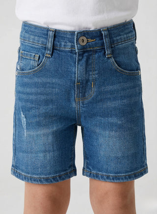 Boys Light Wash Adjustable Waist Denim Shorts