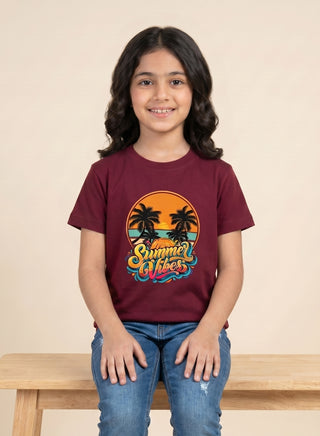 Girls Summer Vibes Graphic T-Shirt