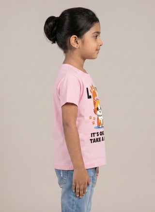 Girls Cute  Cat Love Pink T-Shirt