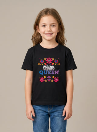 Girls Chaos Queen Black  T-Shirt