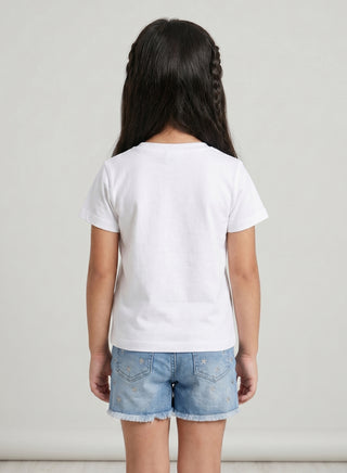 Girls  Unicorn Print White  T-Shirt