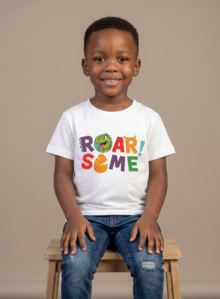 Boys Roarsome Dinosaur White T-Shirt