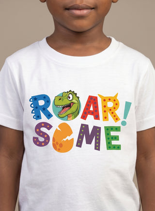 Boys Roarsome Dinosaur White T-Shirt