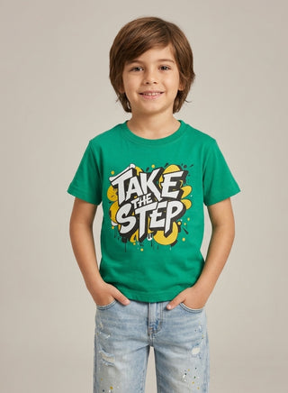 Boys Take The Step Printed T-Shirt