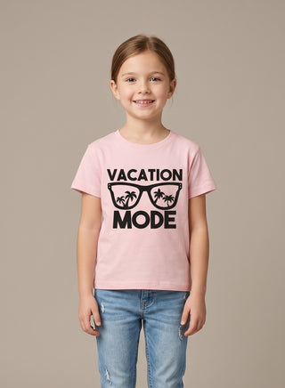 Girls  Vacation Mode Pink T-Shirt