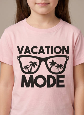 Girls  Vacation Mode Pink T-Shirt