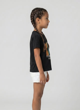 Girls Summer Vibes Black T-shirts