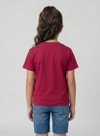 Girls Stay Pawsitive Maroon T-Shirt