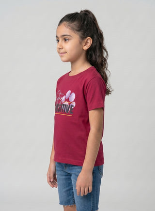 Girls Stay Pawsitive Maroon T-Shirt