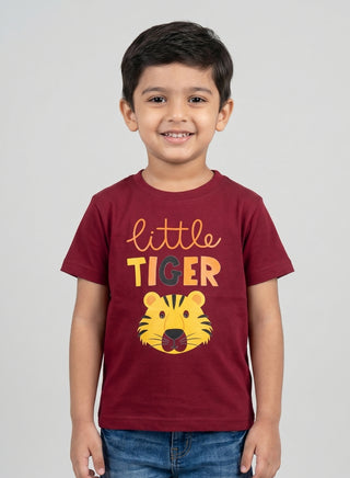 Boys Little Tiger Maroon T-Shirt