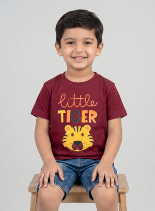 Boys Little Tiger Maroon T-Shirt