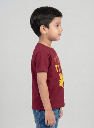 Boys Little Tiger Maroon T-Shirt