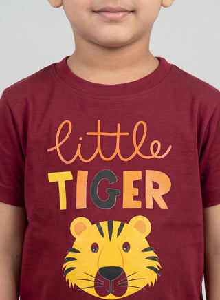 Boys Little Tiger Maroon T-Shirt