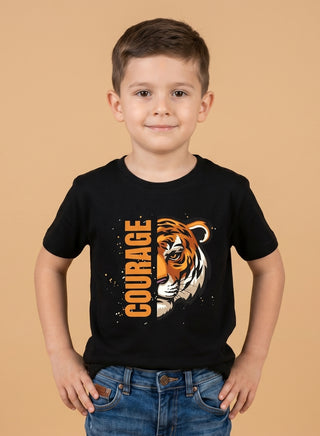 Boys Courage Tiger Black T-Shirt