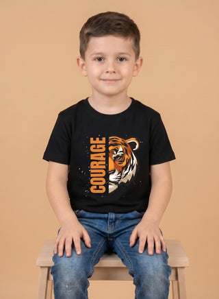 Boys Courage Tiger Black T-Shirt
